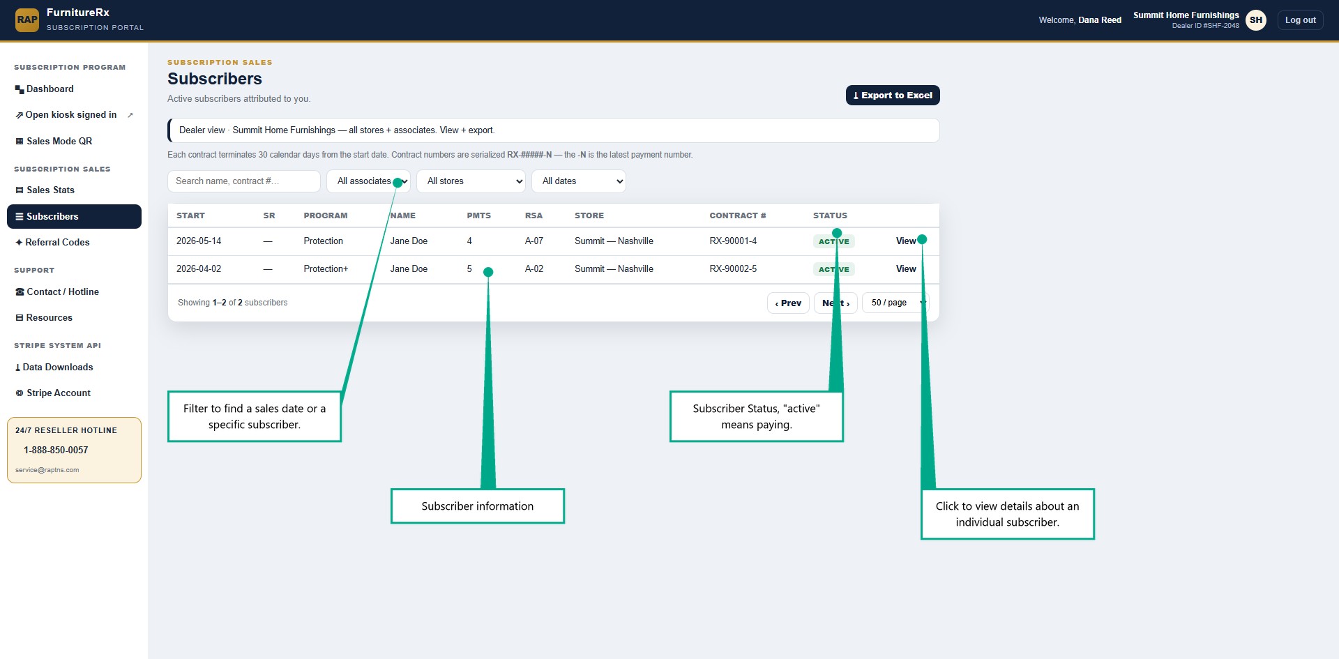 Owner portal subscriber query page